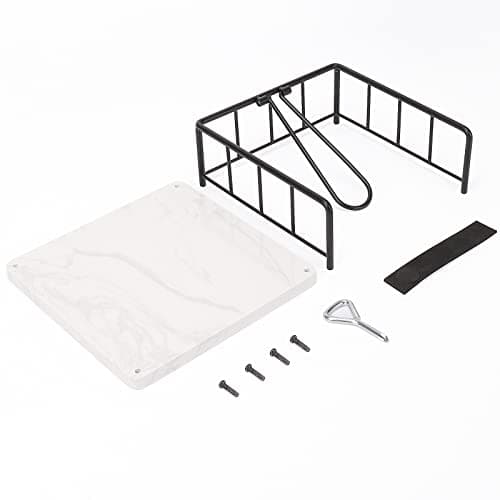 Livabber Flat Napkin Holder, Metal Kitchen Napkin Storage with Weighted Tension Arm Rustic Tissue Paper Dispenser for Countertop, Table Kitchen, Dining Room (With Marble Base, Black) 9