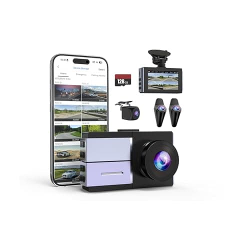 Sprleaf 4-Channel Dash Cam with Front and Rear Cameras, 360° Dashcam,128GB Card Included, 5G Wi-Fi and App Control, Night Vision, WDR, 24-Hour Parking Mode, Collision Detection