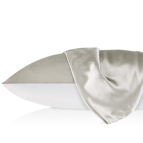 LILYSILK Natural Silk Pillowcase for Hair and Skin with Cotton Underside Standard 20x26 Inch Silvergray 1pc 19 Momme 9