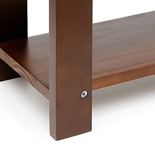 Amazon Basics Sturdy Solid Pine Wood Entryway Bench with Shoe Storage Organizer Rack, Espresso, 10.4"D x 27.56"W x 17.72"H 6