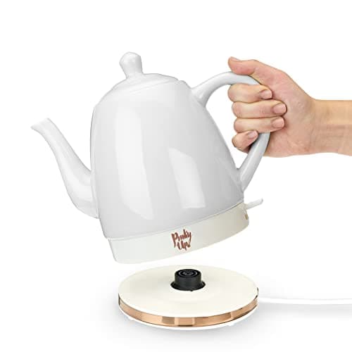 Pink Up Noelle Electric Tea Kettle, Gooseneck Kettle, Hot Water Dispenser, Pour Over Coffee, Automatic shut off, Cordless, Electric Teapot, 1.5L, Ceramic, Grey 9