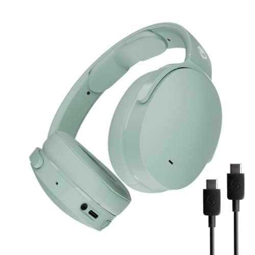 Skullcandy Hesh ANC Wireless Over-Ear Bluetooth Headphones with Extra USB-C Charging Cable, Active Noise Canceling, 22 Hrs Battery, Foldable Lightweight Design, Microphone iPhone Android - Preppy Sage