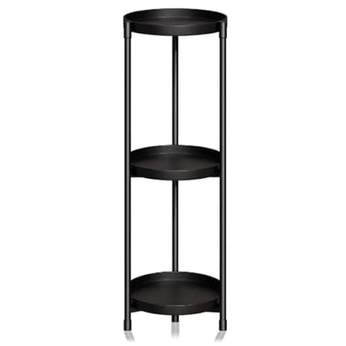 Cefzum Plant Stand Indoor Outdoor, 2 Tier Tall Metal Plant Shelf Corner Display Rack, 27'' Potted Multiple Pot Holder Decorative Flower Stand for Corner, Patio, Balcony Garden, Black (zwj23)