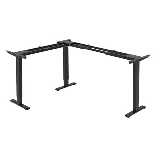 Fromann Adjustable 3 Legs Standing Desk Frame Base Electric Corner Sit-Stand Desk for Home and Office (Black)