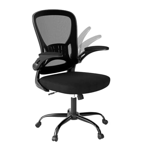 Youhauchair Mesh Office Chair, Ergonomic Home Office Desk Chairs with Flip-up Arms and Lumbar Support, Height Adjustable, Black 7