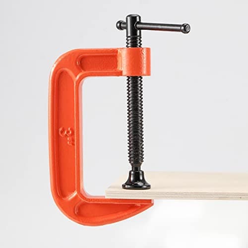 JEUIHAU 6 Piece Orange C-Clamp Set, Heavy Duty with 3 Inch, 4 Inch, 6 Inch Jaw Opening, Industrial Strength Malleable Iron C Clamp for Woodworking, Welding, and Building 6