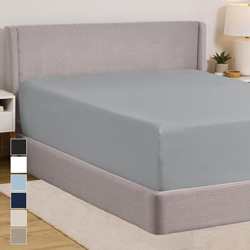 GORILLA GRIP Fitted Sheets, Stay in Place Deep Pocket Bottom Bed Sheets for Mattress, Lightweight Microfiber Sábana, All Around Elastic, Oeko-Tex, Wrinkle and Shrink Resistant, Full Size Gray