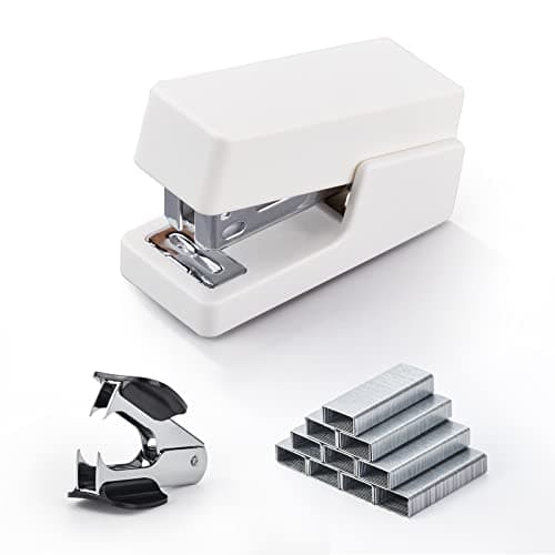 Gevanchi Mini Stapler, 20 Sheet Office Desktop Stapler with 640 Standard Staples and A Staple Remover, White