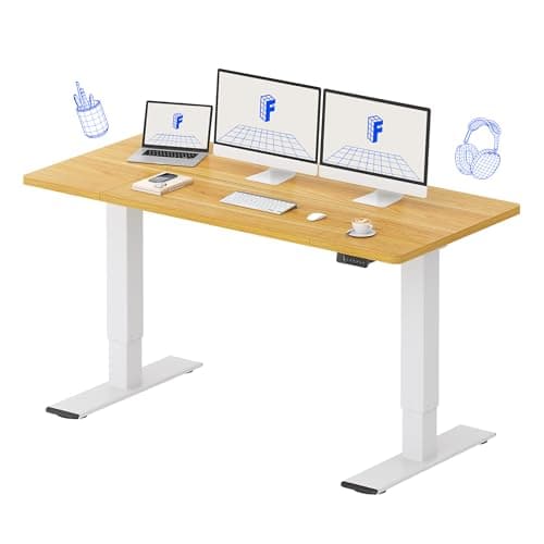 FLEXISPOT 63 x 28 Inch Large Standing Desk, Stand Up Desk with Splice Board, Rising Desks for Home Office, Office Desk with Headphone Hook, Maple