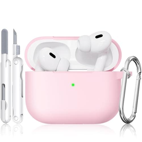 for AirPods Pro 2 Case Pink, TNSNK Soft Silicone iPod Pro Case for Airpods Pro 2nd/1st Generation (2023/2022/2021), with Cleaning Kit & Keychain for Women Girly, Shockproof