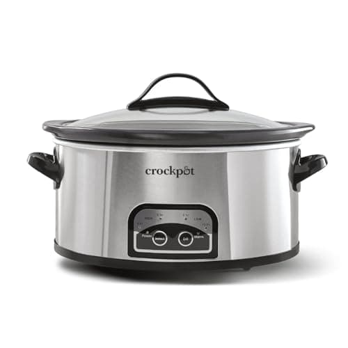 Crock-Pot 6 Quart Programmable Slow Cooker with Timer and Auto Food Warmer Setting, Stainless Steel