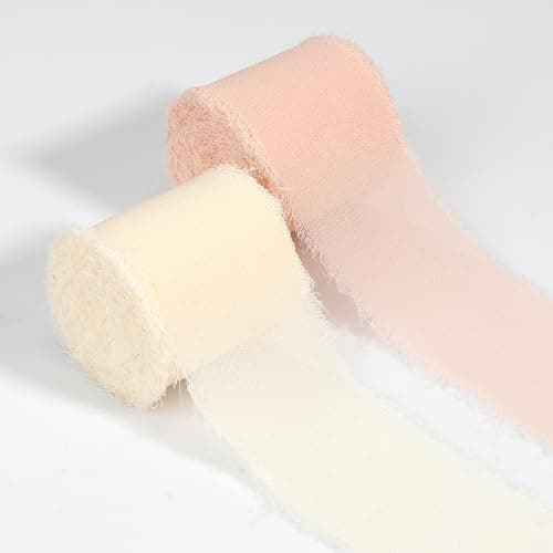 Easter Decorations Pink Cream Chiffon Ribbon for Gift Wrapping Hair Ivory Ribbons for Women Pink Ribbon 2 Rolls 1.5" X 11 Yd Floral Wrapping Ribbon for Flower Bouquet Light Pink Graduation Ribbon