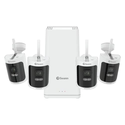 Swann AllSecure650™ Wi-Fi Security Camera System with 1 TB HDD, 4 Camera 8 Channel, 2K HD NVR Home Security Cameras Wireless Outdoor Indoor, Night Vision Surveillance Camera, Heat and Motion Detection