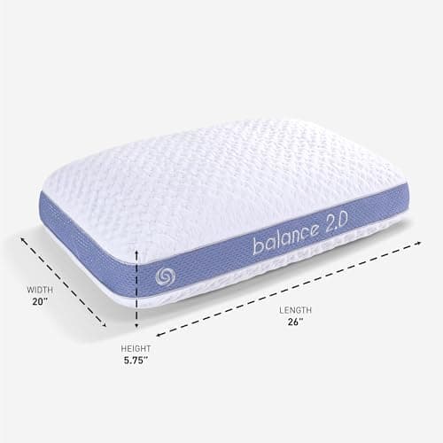 Bedgear Balance Performance Pillow – 2.0 - Moisture Wicking Bed Pillow for All Sleep Positions - Medium Firmness Bed Pillow - Washable Removable Cover – 20" W x 26" L x 5.75" H 6