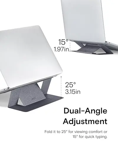 MOFT Laptop Stand for Desk, Adhesive MacBook Computer Stand with 2 Adjustable Viewing Angles, Foldable and Portable Laptop Riser Compatible with 11"-16" Laptops, Space Gray(Adhesive Version) 6