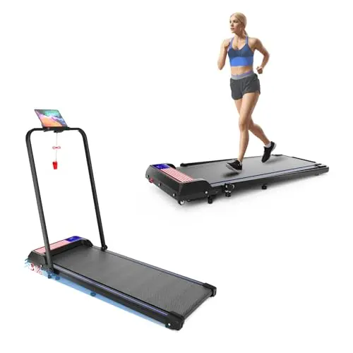 Treadmill Under Desk Walking Pad,2 in 1 Folding Treadmill for Home/Office with Remote Control and APP，Large Screen