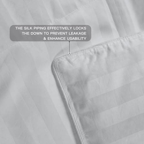 Hotel Grand Goose Down Comforter Duvet Insert King - Made in USA，Ultra Soft Striped Pattern Cotton Cover Fabric Fluffy， Hypoallergenic，500 Thread Count，650 Fill Power，All Season Warmth 106x90 Inches 5