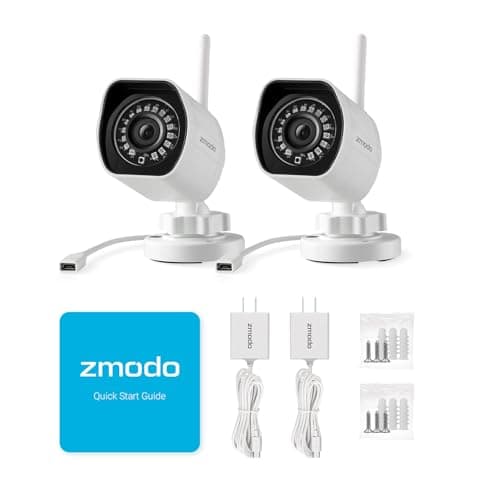 Zmodo Outdoor Wireless Security Camera System, 2 Pack 1080p Full HD Smart Home Indoor Outdoor WiFi IP Cameras with Night Vision, Plug-In, Compatible with Alexa 10