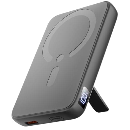 for Magsafe Portable Charger, 12000mAh Wireless Magnetic Power Bank with Stand&PD 20W Fast Charging, for Magsafe Battery Pack Compatible with iPhone 17/16/15/14/13 Series,Powerbank for Travel,Charcoal