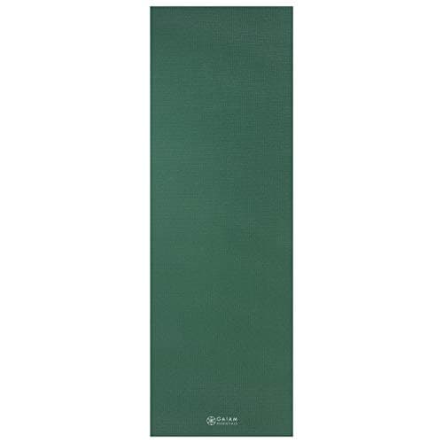 Gaiam Essentials 1/4" Thin (6mm) Yoga & Pilates, Fitness & Exercise Mat with Easy-Cinch Carrier Strap Cusion Support For Fitness and Gym Workouts 10
