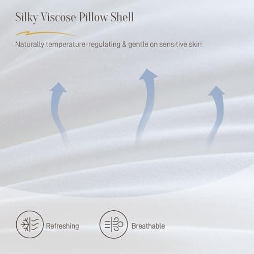 Alkyonos Hypoallergenic Bamboo Viscose Shell, Soft Standard/Queen Size Bed Pillows Set of 2 with Down Alternative Filling, Oeko-Tex Certified, Luxury Hotel Quality for Back, Stomach and Side Sleepers 5