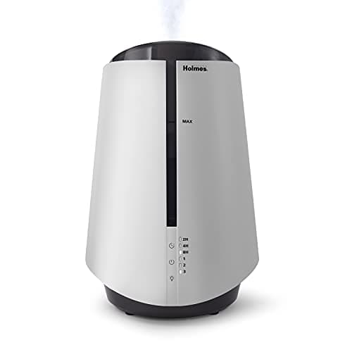 Holmes 1-Gallon Top-Fill Ultrasonic Cool-Mist Humidifier with Disinfectant Protection and 7 Color LED Lights White
