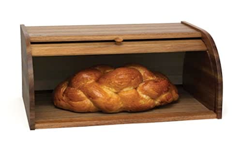 Lipper International Acacia Wood Rolltop Bread Box, 16" x 10-3/4" x 7" 2