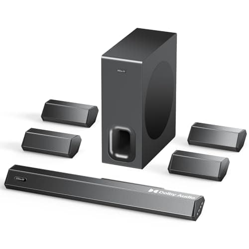 Hiwill 7.1ch Dolby Audio Sound Bar for Smart TV, 4 Surround Speakers, 410w Peak Power, Home Theater Surround Sound System, TV Sound Bar with Subwoofer Wireless, 5.3 Bluetooth Speakers, HDMI ARC/Opt