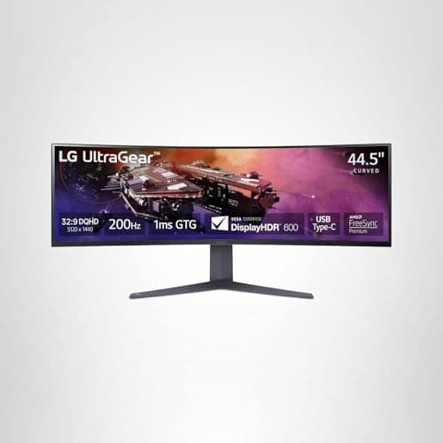 LG 45GR75DC-B Ultragear Curved Gaming Monitor 45-Inch 32:9 Dual QHD 1ms 200Hz VESA DisplayHDR 600 with DCI-P3 95% AMD FreeSync Premium Pro Enhanced Gaming GUI DTS HP:X 3-Way Adjustable Stand - Black 8