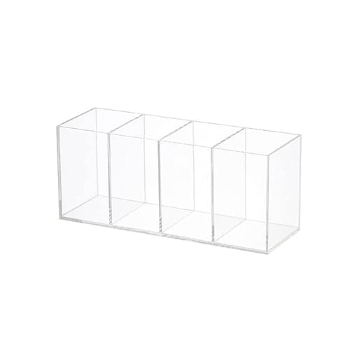 HSYMQ Acrylic Pen Holder 4 Compartments Clear Pencil Holder Organizer Makeup Brush Holder 5