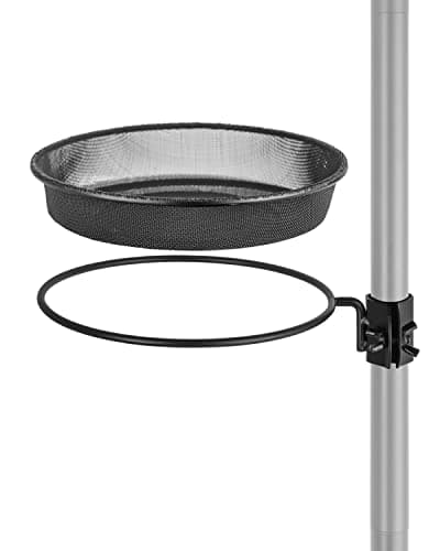 iBorn Bird Feeders Station Mesh Tray and Ring for 1” Pole Stand Station Outdoor Accessory for Humming Bird Feeders for Outside,5SECOND to Install,Fit for 1 Inch Pole,1 Inch Wooden Stick,Pack of 1
