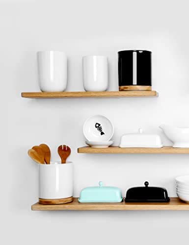 Nucookery Porcelain Butter Dish - Clean Table Design - Ceramic Butter Dishes with Lid for Countertop with Raised Non-Slip Strip - Holds 1 Standard Butter Stick - Easy to Clean & Dishwasher Safe. White 8