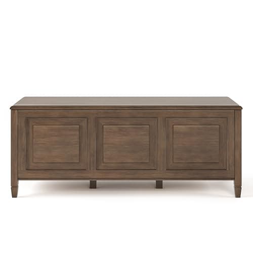 SIMPLIHOME Connaught Storage Bench - 51 inch Wide Solid Wood Trunk Bench in Natural Aged Brown, Traditional Bench for Entryway with Lift-Up Lid and 3 Hidden Compartments 5