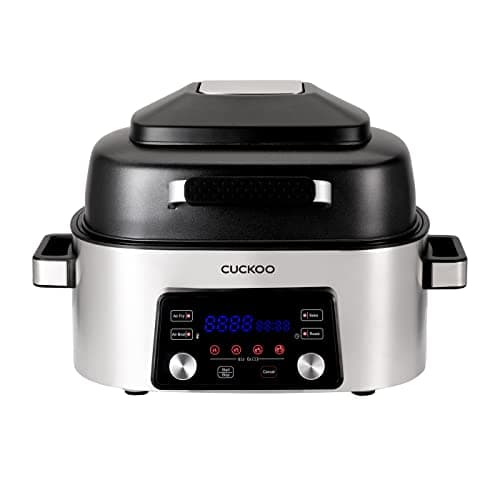 CUCKOO CAFG-A0601S Countertop Air Grill | Air Grill, Air Fry, Roast, Bake & Broil, Easy to Clean, Dishwasher Safe Accessories, Recipe Book Included, Stainless Steel