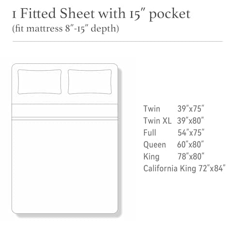 HOMTEC 100% Cotton Percale Fitted Sheet King Size, 8-15" Deep Pocket Cooling Bottom Sheet, Breathable Soft & Crisp Fitted Sheet Only with 4 Corner Straps (King, White) 8