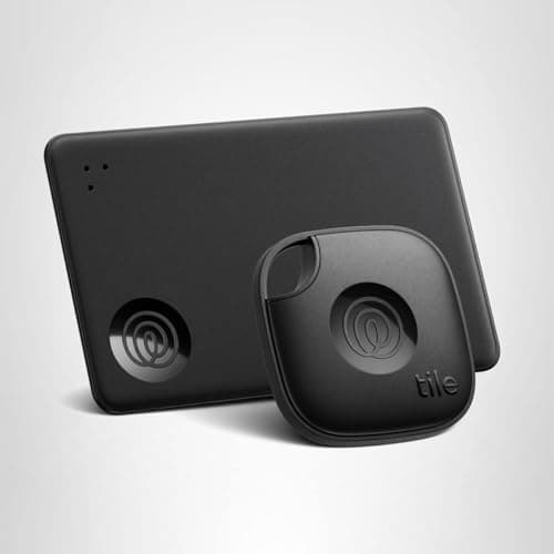 Life360 Tile Starter Pack - Bluetooth Trackers and Item Finders for Keys, Wallets & More. Both iOS and Android Compatible. Phone Finder. 2-Pack (Black Mate/Slim) 9