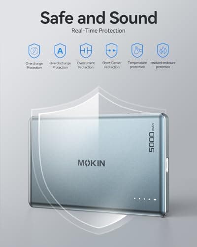 Portable Charger, 5000mAh Ultra Slim Power Bank for Magsafe Qi2, Card Size Magnetic Battery Pack USB C PD 20W Fast Charging, 15W Wireless Powerbank Compatible with iPhone 17 16 15 14 13 12 Series 7