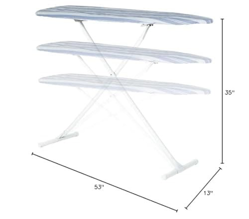 Full Size Ironing Board with Cover & Pad – Made in USA by Seymour Home Products Adjustable Steel T-Legs, 35" High Perforated Top for Steam Durable Iron Board for Home, Laundry Room (Blue Stripe) 7