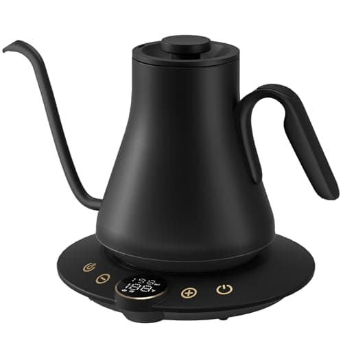 Electric Kettles, INTASTING Gooseneck Electric Kettle, ±1℉ Temperature Control, Stainless Steel Inner, Quick Heating, for Pour Over Coffee, Brew Tea, Boil Hot Water, 0.9L (Obsidian Black)