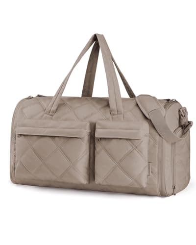BAGSMART Garment Duffel Bag, Convertible 2-in-1 Puffy Water-Resistant Carry-On with Shoe Compartment (A-Khaki)