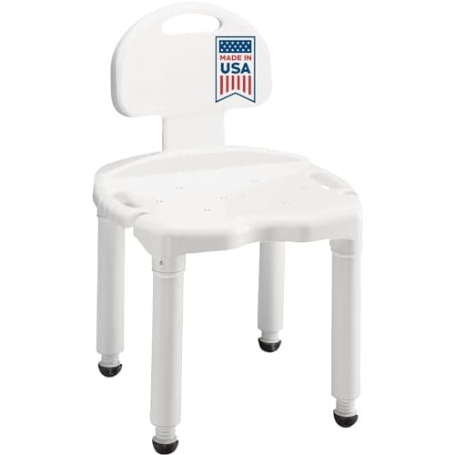 Carex Bath Seat And Shower Chair with Backrest for Seniors, Bath Chair For Elderly, Disabled, Handicap, and Injured Persons, Supports Up To 400lbs, Shower Seat For Inside Shower, Made in USA