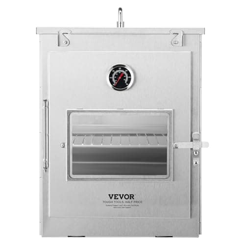 VEVOR Foldable Camping Oven, Stainless Steel Portable Camping Stove, with 3 Tier Grill, Handle and Thermometer, Use with Wood Burning Fire, Propane Stoves, for Baking Bread, Pizza, Outdoor Cooking 10