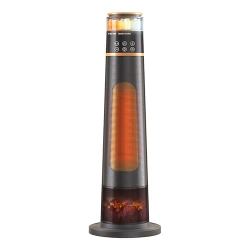 1500W Electric Space Heater with Fan And Humidifier, 3D Flame Mood Light, 30-inch Portable Tower Heater with Automatic 120° Oscillation, Timer, Thermostat, Anti-Inversion And Overheating Protection