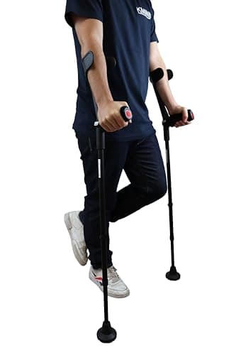 KMINA Forearm Crutches for Adults (x2 Units), Open Cuff, Extra Comfort with Hand Grip and Wide Tip, Adjustable Height, Aluminum, Orthopedic, Made in Europe 6