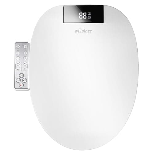 WLJBIDET Toilet Bidet Seat, Instant Warm Water, Self-Cleaning Nozzle, Multiple Spraying Modes, Electric Heated Seat, Warm Air Drying, Soft Closed Lid, Display Screen, Requires Electricity, Elongated