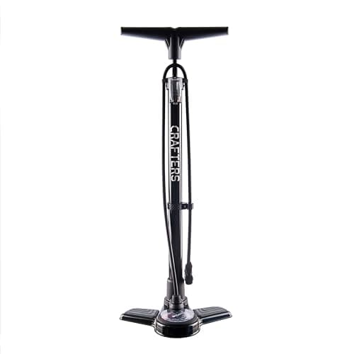 CRAFTERS Professional-Grade Floor Pump – Dual-Head Design, Accurate Pressure Gauge, High-Volume Steel Build, Presta & Schrader Valve Support