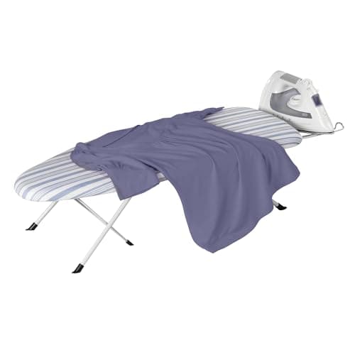 Honey-Can-Do Folding Tabletop Ironing Board with Iron Rest, Blue, 32” L x 12” W, Steel Frame