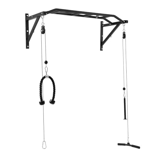 VEVOR Pull Up Bar, Multi-Grip Wall Mounted Pull Ups, 50 in Width Multifunctional Chin Up Training Station, Heavy Duty Steel Upper Body Workout Bars with LAT Pulldown Attachments, 440 lbs, for Home Gym 9