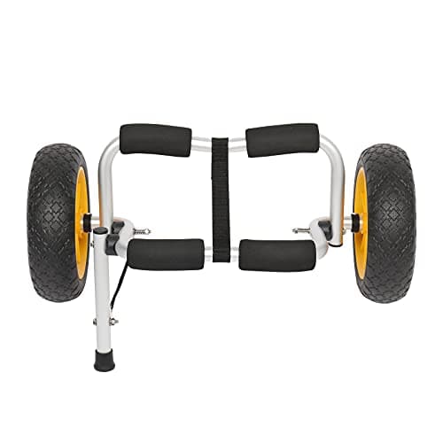 Bonnlo Kayak Car Foldable Aluminum Kayak Trailer with 10'' Solid Tires, Universal Kayaks Wheel Cart Dolly for Canoe, Paddle Board, Boat, Float Mats, Jon Boat