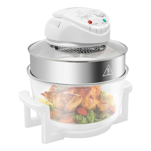 17l Glass Turbo Air Fryer,110v Convection Oven Roaster Electric Cooker Oil Free,1200w Electric Oven,Automatic Power Off/Knob Control,For Grilling Meat,Fish,Vegetables.